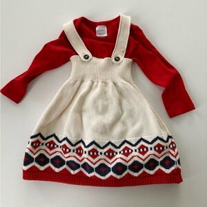 Hanna Andersson Red Organic Cotton Onesie with Knit Overall Dress